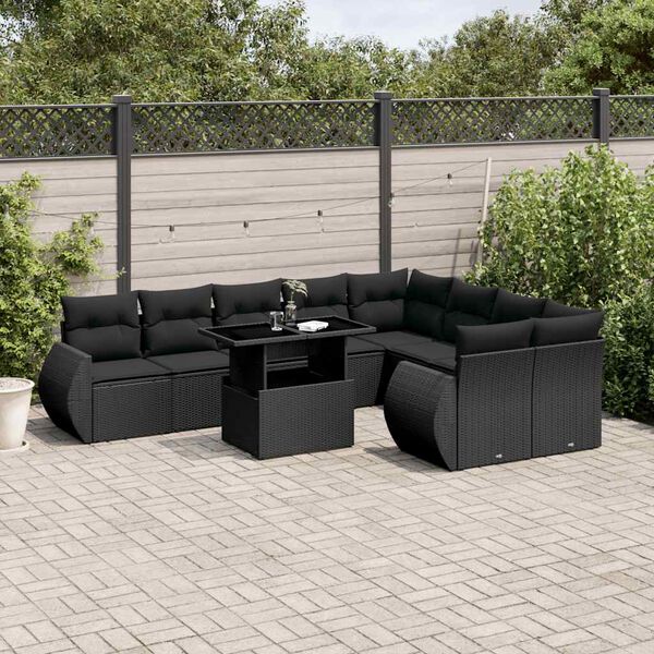 vidaXL Garden Sofa Set Black
