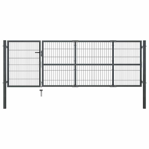 vidaXL Garden Gate with Posts Steel 137.8x39.4" Anthracite