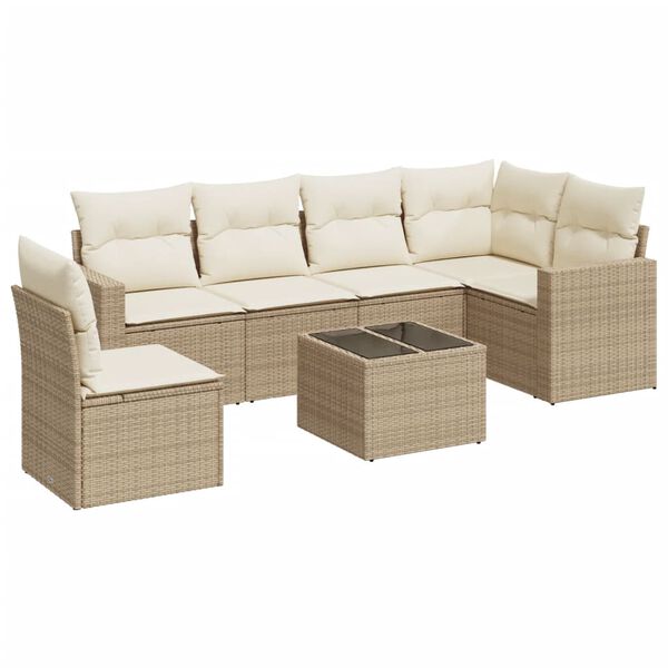 vidaXL Garden Sofa Set Beige PE rattan Multiple pieces Modular