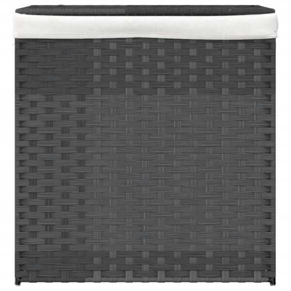 vidaXL Laundry Basket with 2 Sections Grey 20.9x13.8x22.4" Poly Rattan