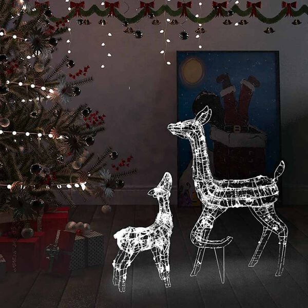 vidaXL Reindeer Family Cool White Acrylic Small Decorative Inlays