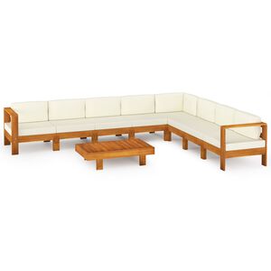 vidaXL Wooden Lounge Set Cream White, Natural Wood