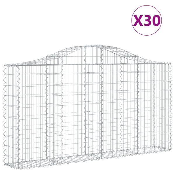 vidaXL Gabion Basket Set of 30 Silver Galvanized Iron Large