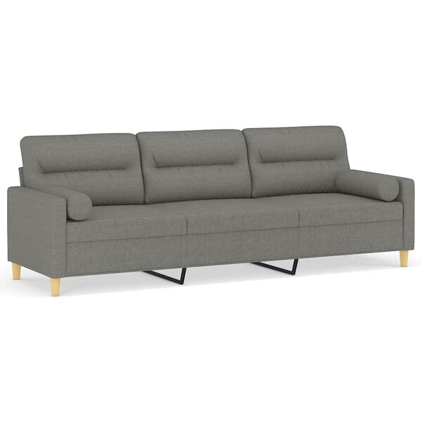 vidaXL 3-Seater Sofa with Pillows&Cushions Dark Gray 82.7" Fabric