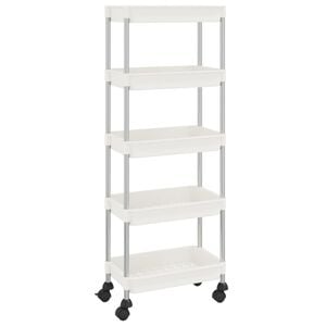 vidaXL 5-Tier Kitchen Trolley White 16.5"x11.4"x50.4" Iron and ABS
