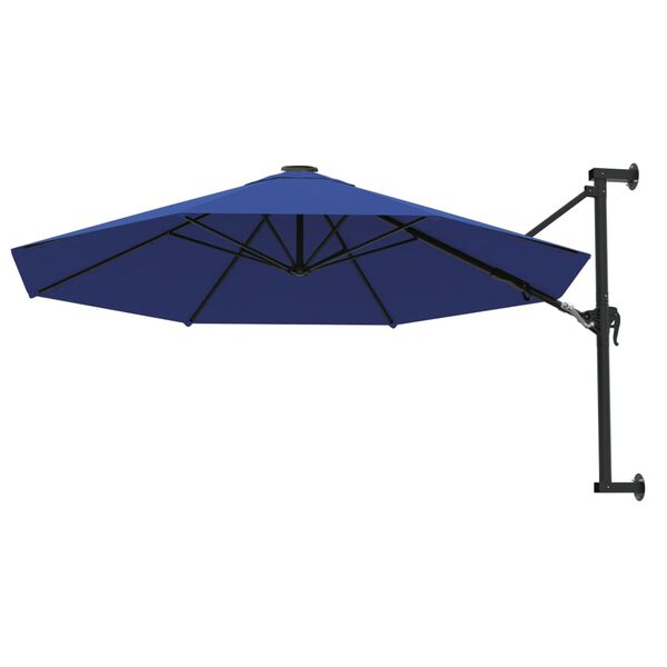 vidaXL Wall-Mounted Garden Parasol with Metal Pole 118.1" Blue