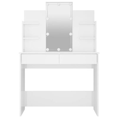 vidaXL Dressing Table with LED High Gloss White 37.8"x15.7"x55.9"
