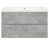 vidaXL Bathroom Furniture Set Concrete Grey, White Engineered Wood, Ceramic