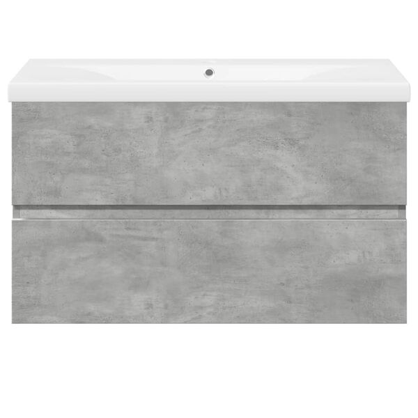 vidaXL Bathroom Furniture Set Concrete Grey, White Engineered Wood, Ceramic