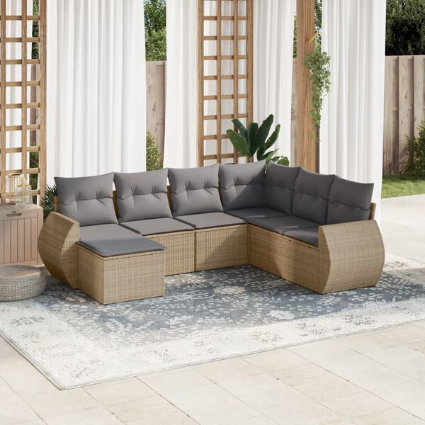 vidaXL Garden Sofa Set Beige and Light Grey PE Rattan, Powder-coated steel