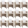 vidaXL Outdoor Dining Set Beige PE rattan Large Removable Covers