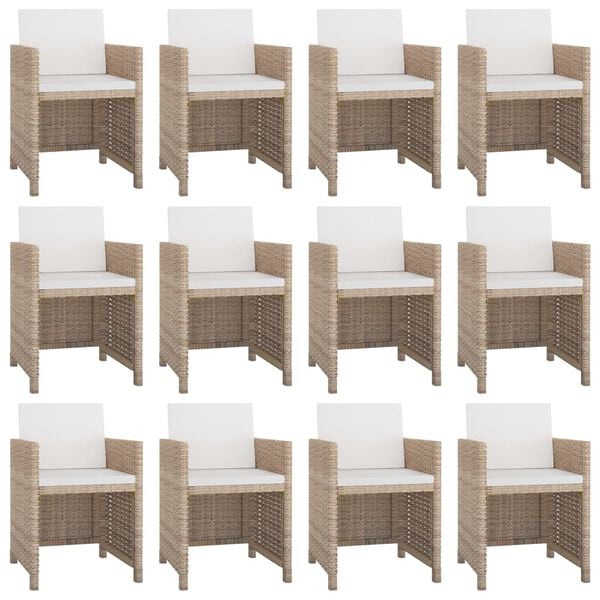 vidaXL Outdoor Dining Set Beige PE rattan Large Removable Covers