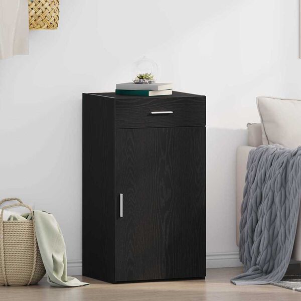 vidaXL Sideboard with Drawer Black Oak 19.69 x 16.73 x 36.61 in