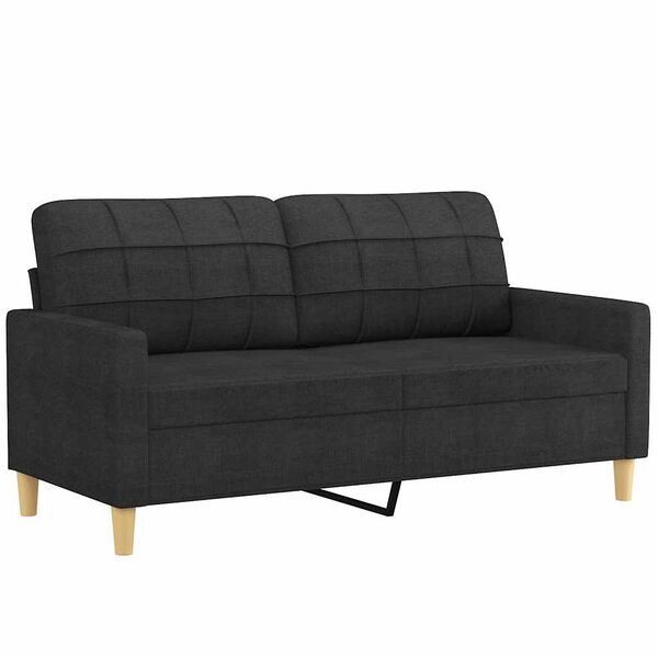 vidaXL 2-seater Sofa Black 100% polyester, foam filling, metal frame