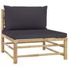 vidaXL Garden Lounge Set Dark Grey Bamboo, Fabric (100% polyester) Medium