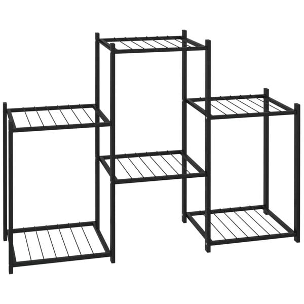 vidaXL Flower Stand Black Powder-coated iron Multiple Pot Holder