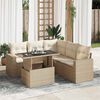 vidaXL Garden Sofa Set Beige PE rattan, powder-coated steel, tempered glass