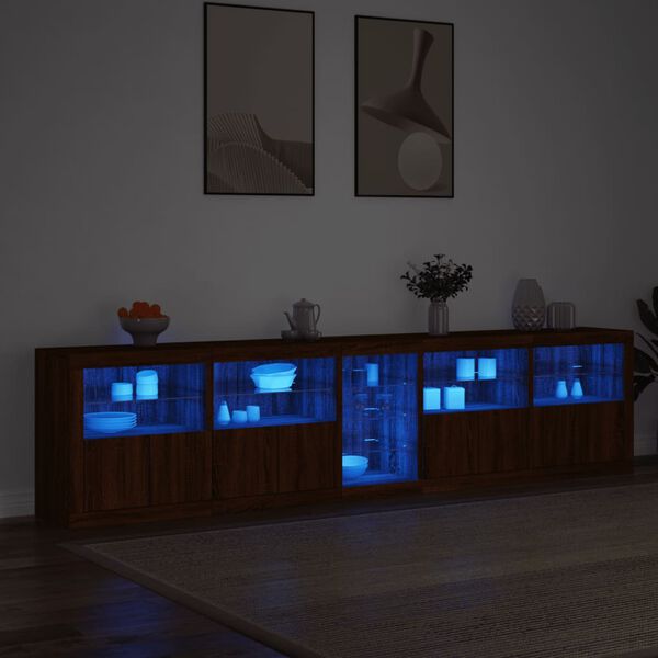 vidaXL Sideboard Brown oak Engineered wood, glass Large Sideboard