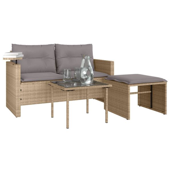 vidaXL Garden Sofa Set Beige and Light Grey PE Rattan 2-Seater