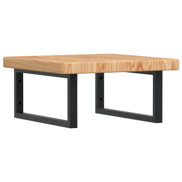 vidaXL Basin Shelf Light brown, Black Solid oak wood, Steel Medium