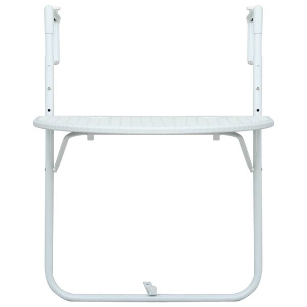 vidaXL Balcony Table White Plastic Small Foldable Balcony Table