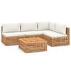 vidaXL 5 Piece Patio Lounge Set with Cream Cushion Solid Teak Wood