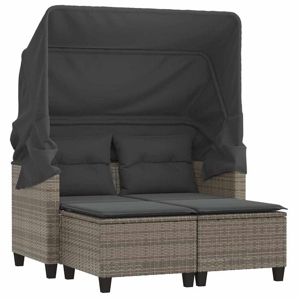 vidaXL Garden Sofa Grey PE rattan, powder-coated steel 2-seater