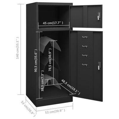 vidaXL Saddle Cabinet Anthracite 20.9"x20.9"x55.1" Steel