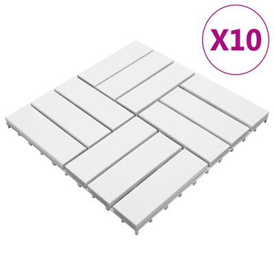 vidaXL Decking Tiles 10 pcs White 11.8"x11.8" Solid Acacia Wood