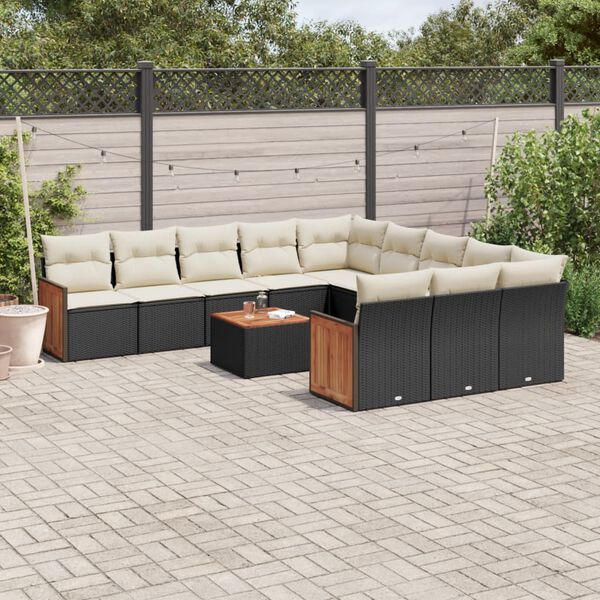 vidaXL Garden Sofa Set Black PE rattan modular Seats Many