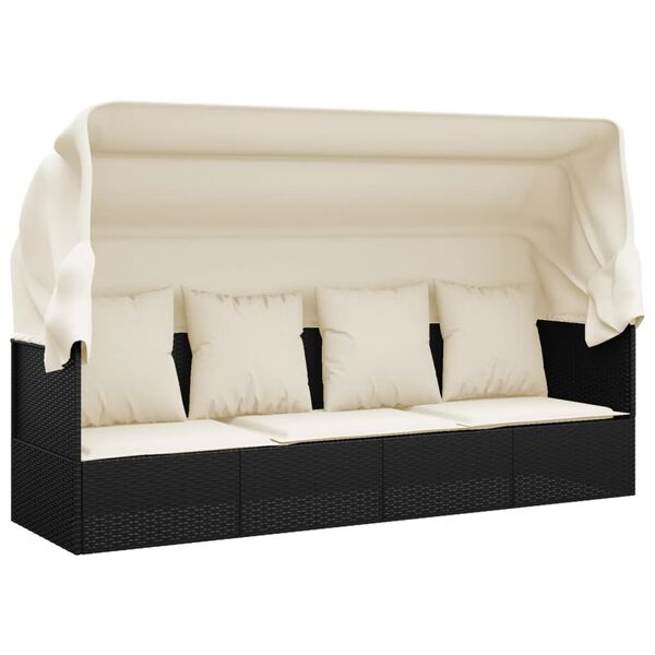 vidaXL Outdoor Lounge Bed Black, Cream White