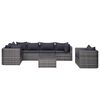 vidaXL Sofa Set Grey Poly rattan, powder-coated steel, glass, polyester