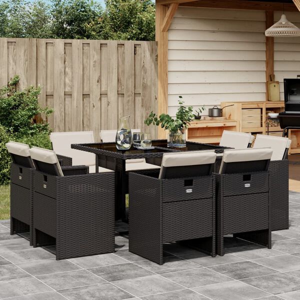 vidaXL Garden Dining Set Black and brown