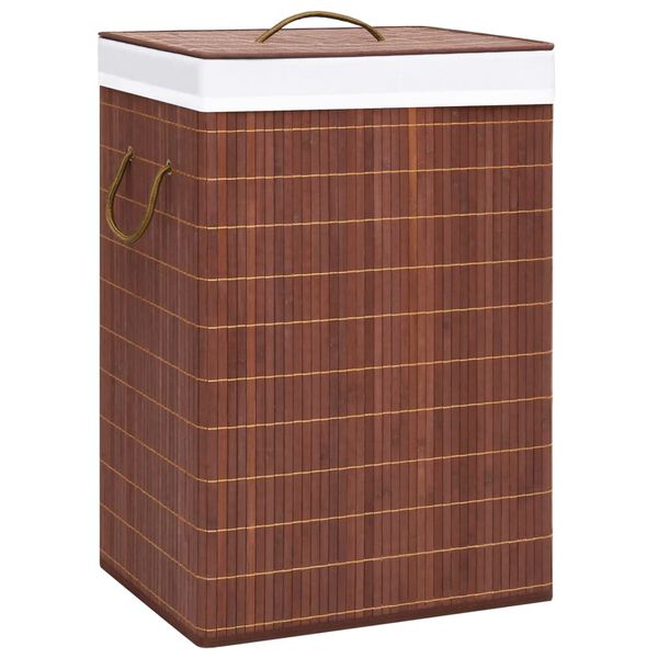 vidaXL Bamboo Laundry Basket with 2 Sections Brown 19 gal