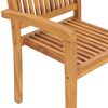 vidaXL Patio Chair Set of 2 Natural Wood Teak Wood Standard Stackable