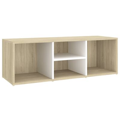 vidaXL Shoe Storage Bench White and Sonoma Oak 41.3"x13.8"x13.8" Engineered Wood