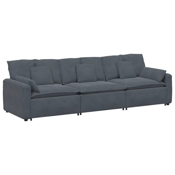 vidaXL Modular Sofa Dark Grey Velvet (100% Polyester), Foam, Metal