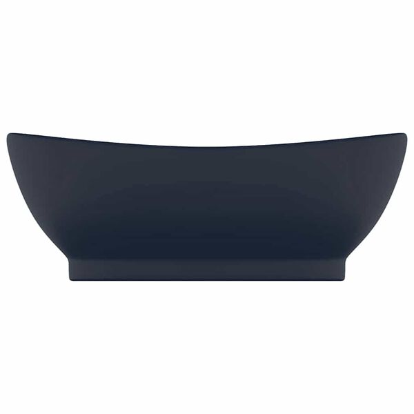 vidaXL Luxury Basin Overflow Oval Matt Dark Blue 23.0x15.4" Ceramic