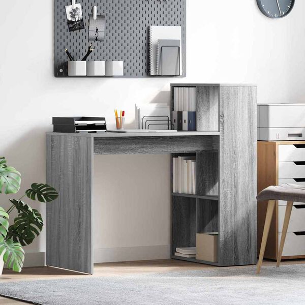 vidaXL Desk with Shelf Grey Sonoma 108 x 55 x 103.5 cm Engineered Wood