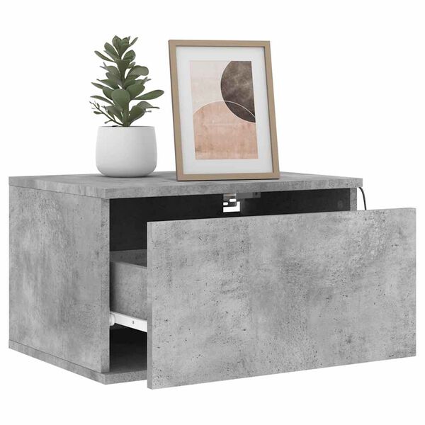 vidaXL Wall-mounted Bedside Cabinet Set of 2 Concrete Grey Engineered Wood