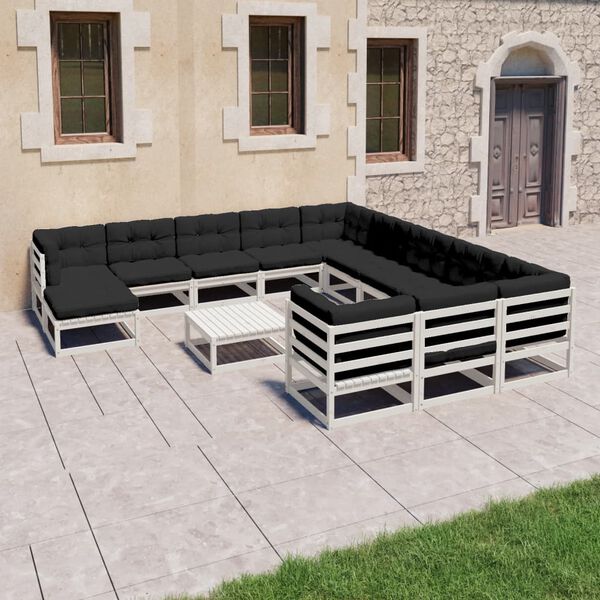 vidaXL Garden Lounge Set White Solid Pinewood Large Durable