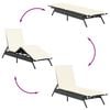 vidaXL Sun Lounger Black PE Rattan Standard Adjustable Footrests