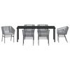 vidaXL Garden Dining Set 7 pcs Gray Poly rattan