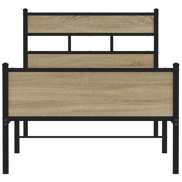 vidaXL Bed Frame Sonoma oak Steel, engineered wood Twin Bed Frame