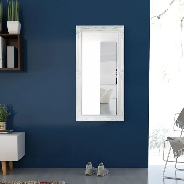 vidaXL Wall Mirror White Wood, glass, engineered wood Large Mirror