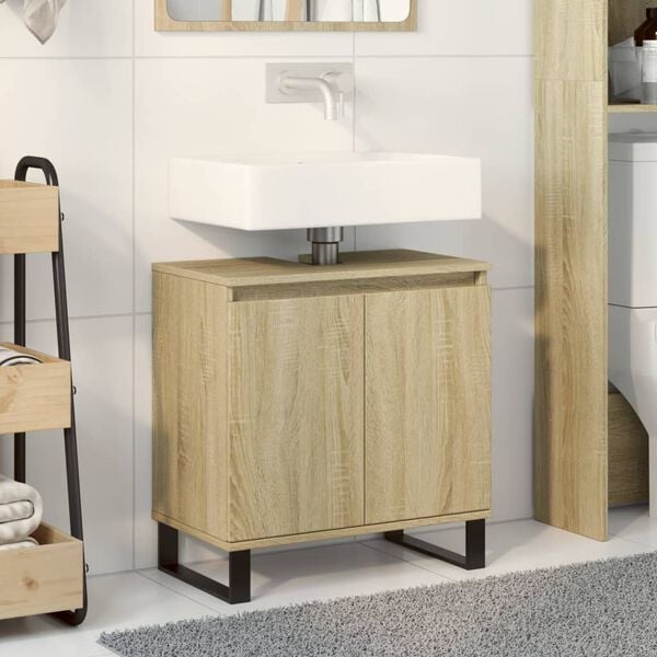 vidaXL Bathroom Cabinet Sonoma oak Engineered wood Standard