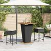 vidaXL 3 Piece Patio Bar Set with Cushions Black Poly Rattan