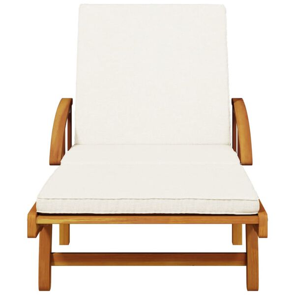 vidaXL Sun Lounger Set of 2 Brown, Cream White Solid Acacia wood