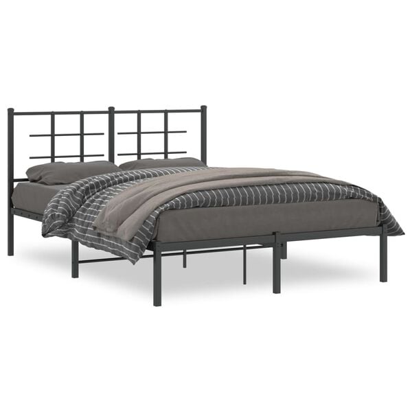vidaXL Bed Frame Black Powder-coated steel Full Bed Frame Rectangular