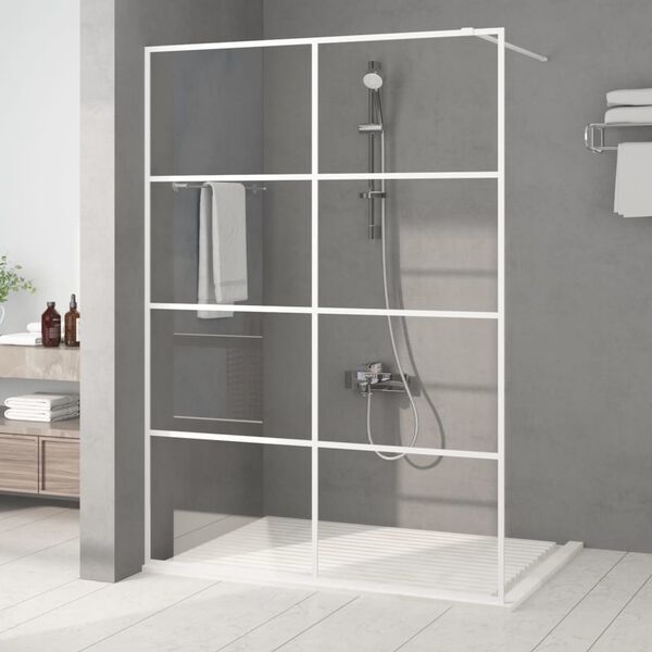 vidaXL Walk-in Shower Wall White 55.1x76.8" Clear ESG Glass